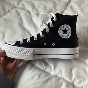 Converse High Top Platform Sneaker in Black and White